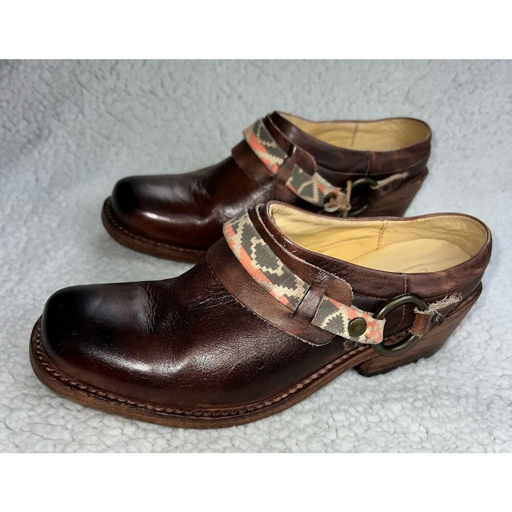 Bed Stu Triad Distressed Dark Brown Leather Harness Mule - Size 7.5 - X3 - Picture 2 of 11